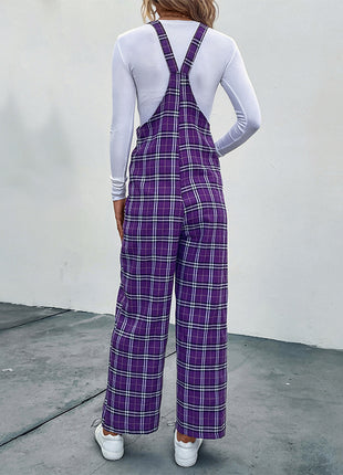 Plaid Straps Jumpsuit