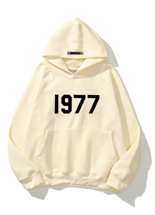 Fashion High Street Loose Fleece-lined 1977 Hoodies