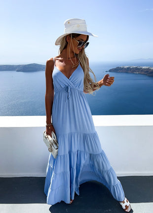 Casual V-neck With Suspenders Dress