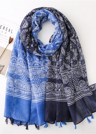 Japanese Style Artistic Cotton and Linen Scarf Bohemian Cashew
