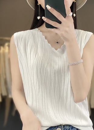 V-neck Ice Silk Camisole Sleeveless Top