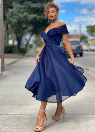 Casual Off Shoulder Gown Elegant Backless Dress