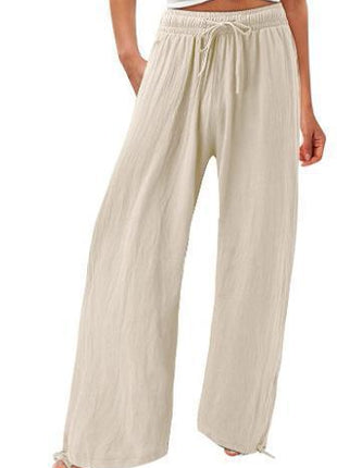 Cotton And Linen Wide-leg Casual Trousers