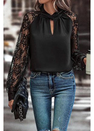 Commuter's Lace Stitching Long-sleeved Top