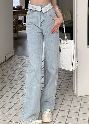 High Waist Wide Leg Flanging Waist Jeans