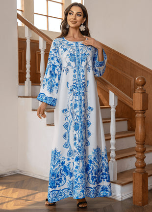 Diamond Studded Bead Round Neck Dress