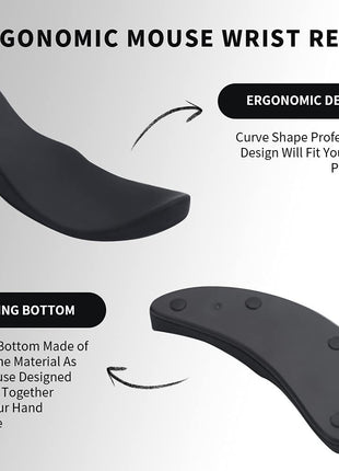 Ergonomic Mouse Wrist Rest Silicone Gel Non-Slip Streamline Support