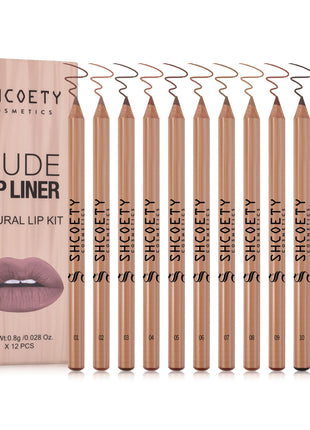 SHCOETY Log Matte Lipstick & Lip Liner Set of 12