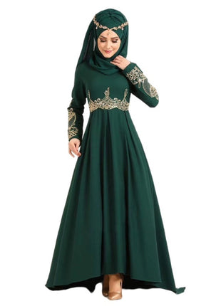 Embroidered High Waist Elegant Graceful Closed Abaya with Headscarf