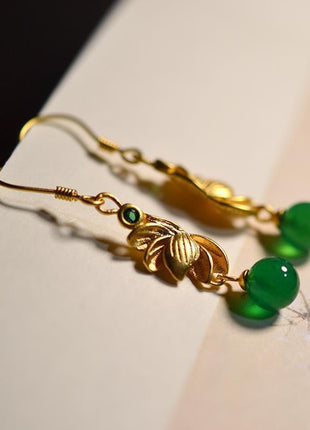 Antique Chinese Style Jade Ball Bead Studs Earrings