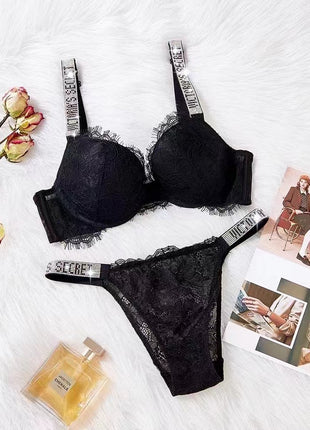 Lace Rhinestone Bra & Panty Set