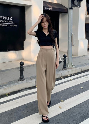 High Waist Drooping Straight Pear Shapes Pants