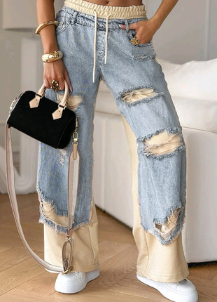 Fashion Ins Street Stitching Pants