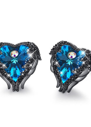 Austrian Crystal Ocean Heart Earrings