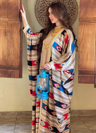 Striped Batwing Sleeve Two-piece Set Dress