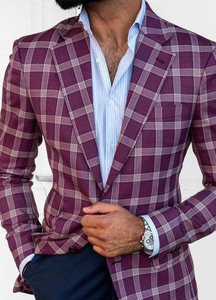 Light Business Men's Printed Checks Coat