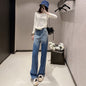 Rhinestone Narrow Wide-leg Jeans