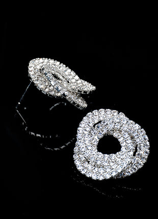 Full Diamond Round Studs Bridal Wedding
