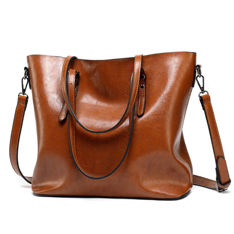 Oily Skin Leather shoulder Handbags