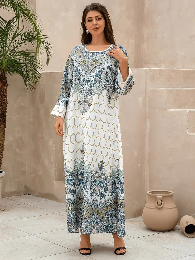 Yahua Floral Print Women's Long Sleeved Stylish Dress