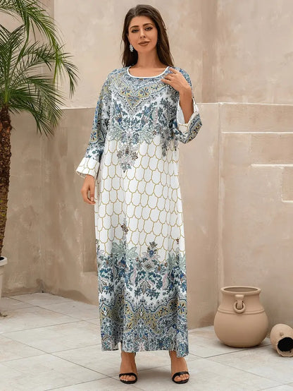 Yahua Floral Print Women's Long Sleeved Stylish Dress