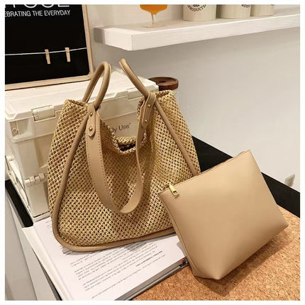 Large Capacity Contrast Colour Tote Handbags