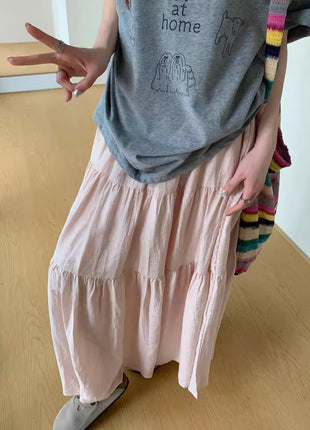 Gentle A- Line Mid-length Plus Size Skirt