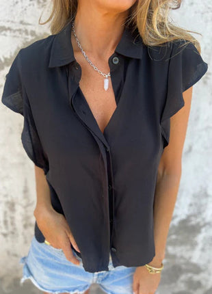 Satin Casual Loose Button Short Sleeve Shirt