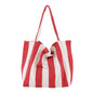 Striped Canvas Big Capacity Shoulder Handbags