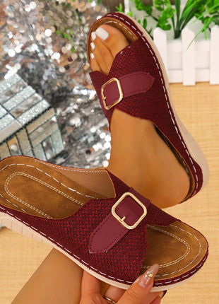 Buckle Wedges Peep-toe Mule