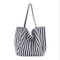 Striped Canvas Big Capacity Shoulder Handbags