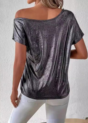 Party Off-the-shoulder Sequined Short-sleeved Top