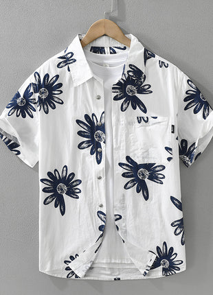 Japanese Cotton Trendy Short Sleeve Shirt