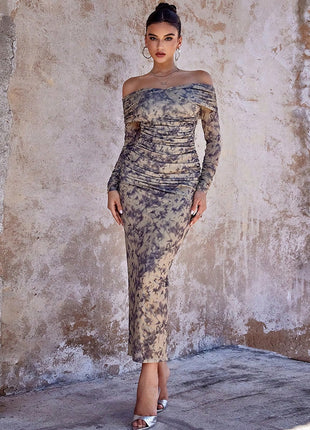 Mesh Rhinestones Slim Fit Dress