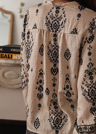 French Temperament Socialite Cotton and Linen Long Sleeve Shirt