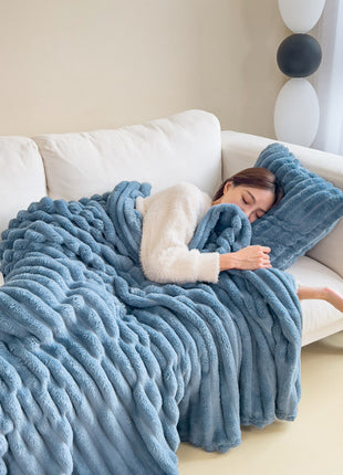 Soft Wind Bubble Blanket Rabbit Fur Double-sided Thickening Cover