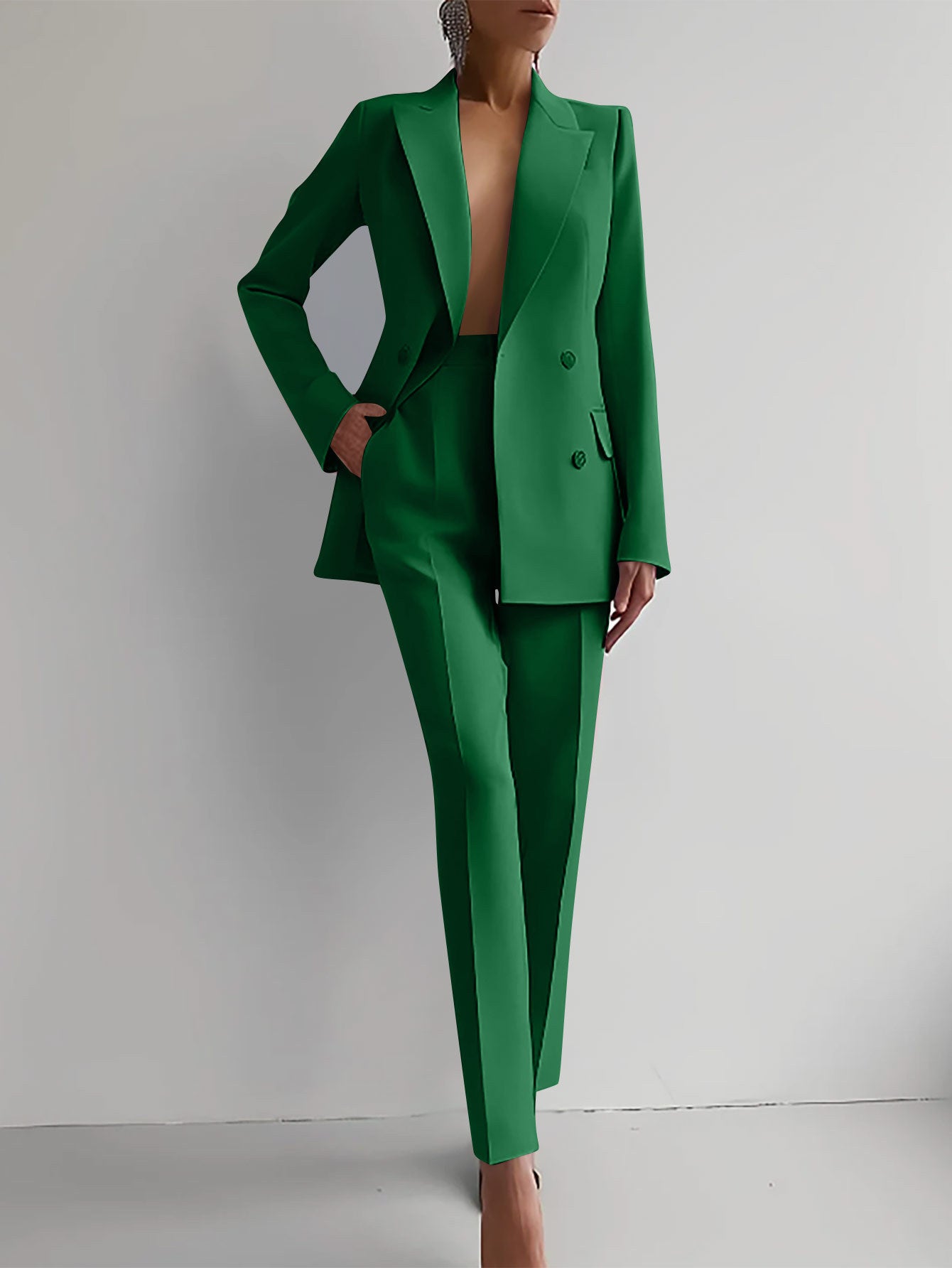Business Suits Long Sleeve Single-breasted Jacket and Slim Fit Trousers