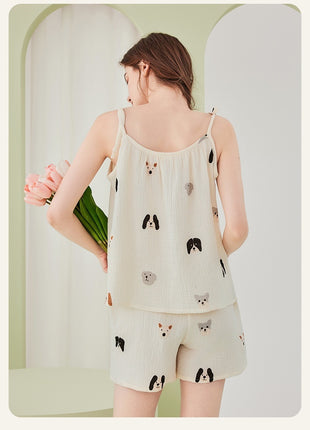 Pure Cotton Double-layer Gauze Pyjamas Set