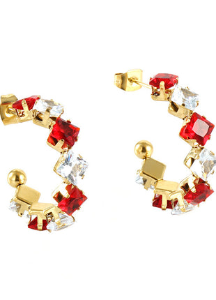 Stainless Steel Zircon Rhinestone Earrings