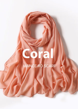Pure Color Pearl Chiffon Scarf Headcloth Veil Chiffon Scarf