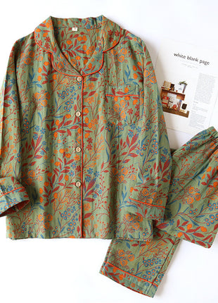 Cotton Yarn-dyed Jacquard Vintage Pyjamas Set