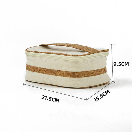 Wood Grain Travel Cotton Canvas Organizing Makeup Bag