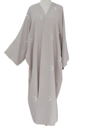 Moon Embroidery Elegant Abaya with Chiffon Headscarf
