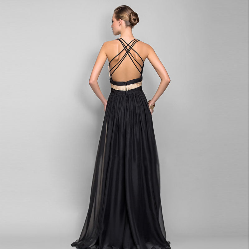 V-neck Backless Long Dress