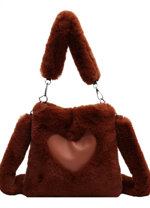 Love Winter Plush Shoulder Handbags