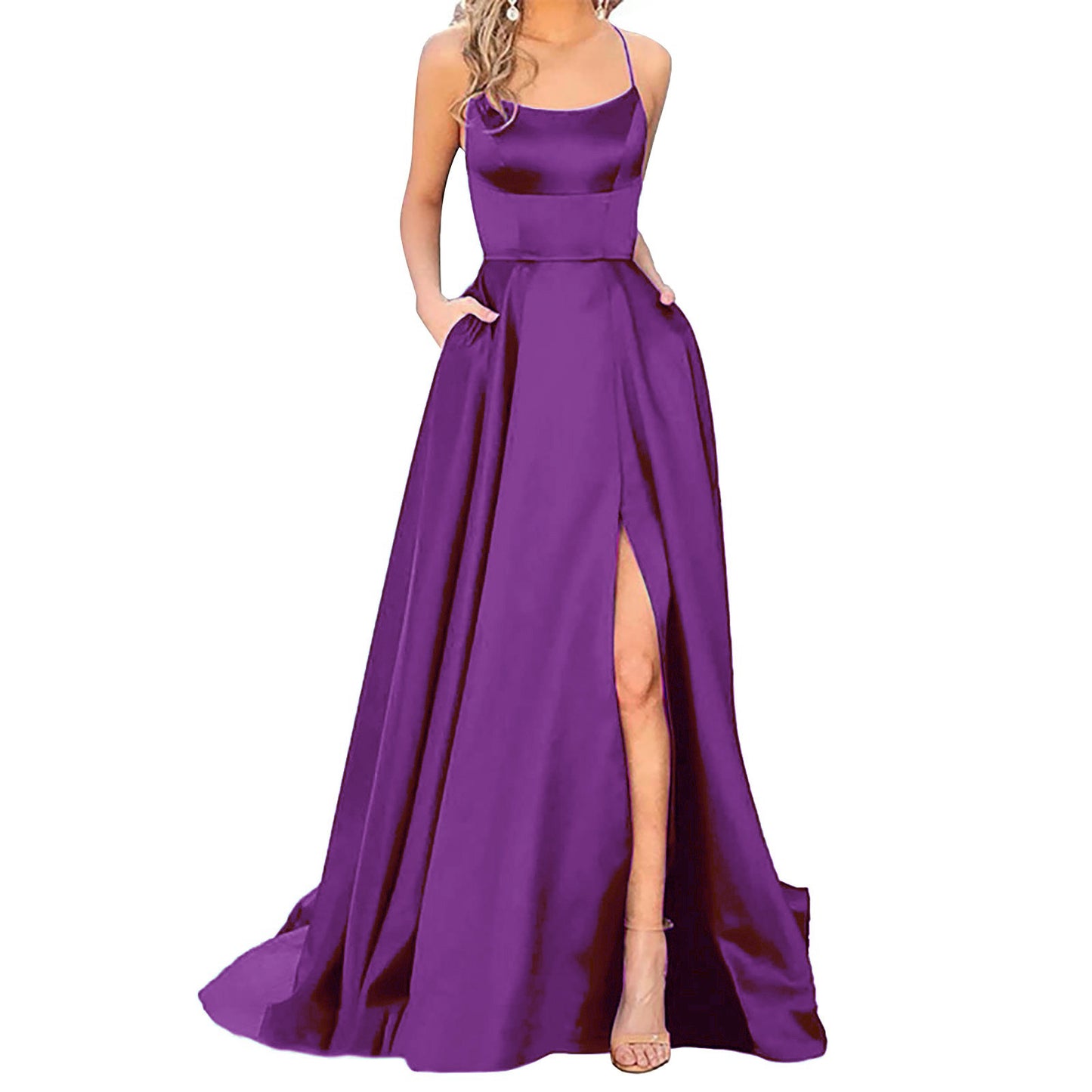 Silk Long Slimming & Shoulder Hollow Dress