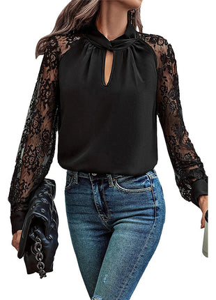 Commuter's Lace Stitching Long-sleeved Top