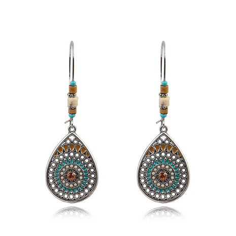 Hollow Teardrop Alloy Enamel Earrings