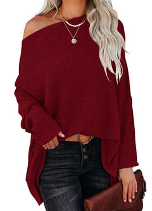 Casual Off-the-shoulder Batwing Long Sleeve Pullover Sweater