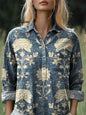 All-matching Printed Casual Half-open Lapel Shirt